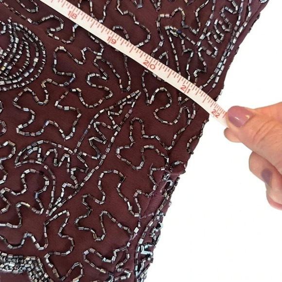 BRILLIANTE by J.A. 1X deep purple gown elegant beaded upper chiffon lower‎ - Picture 10 of 11